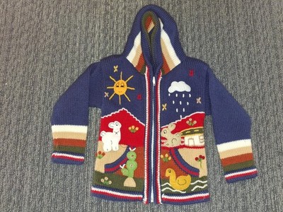 Peruvian Kids Hand Knit Sweater Size Unknow Measurements In Photos