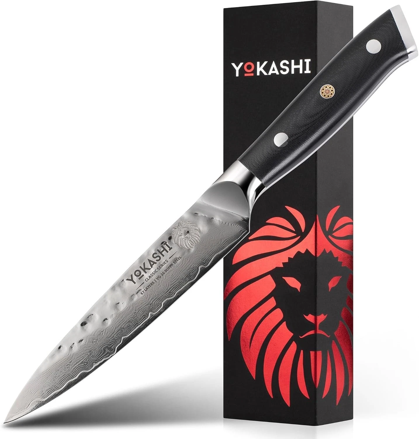 YOKASHI Japanese Paring Knife 5" inch 67-Layers Damascus Steel, Full Tang VG-10