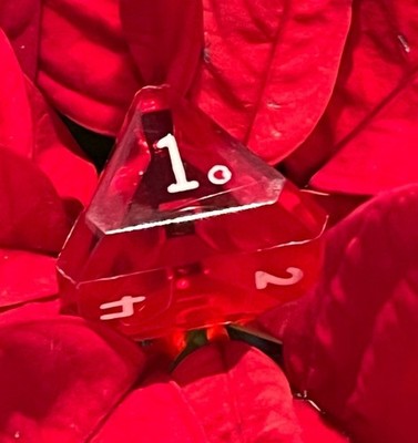 Vintage Gamescience d5 ruby red gem w/ white rpg ad&d dice 121323@