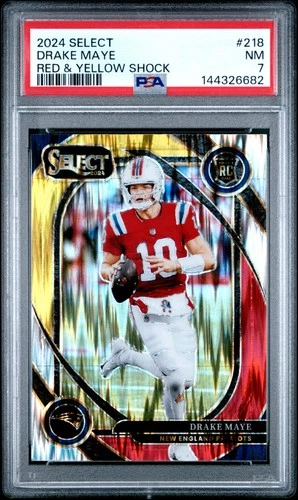 2024 PANINI SELECT RED & YELLOW SHOCK #218 DRAKE MAYE PSA 7