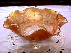 "DRAGON & LOTUS" PEACH OPALESCENT 8" SPATULA FOOTED FANTASTIC COLOR  BY: FENTON