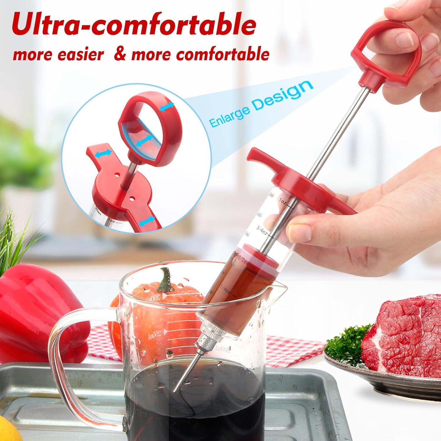 TGE-V 1-Oz Plastic BBQ Marinade Injector Kit, Turkey Injector Syringe