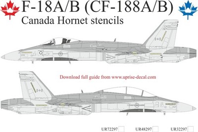 1:72 Decal MD Douglas F-18A/B (CF-188A/B) Canada Hornet Schablonen UpRise UR72297