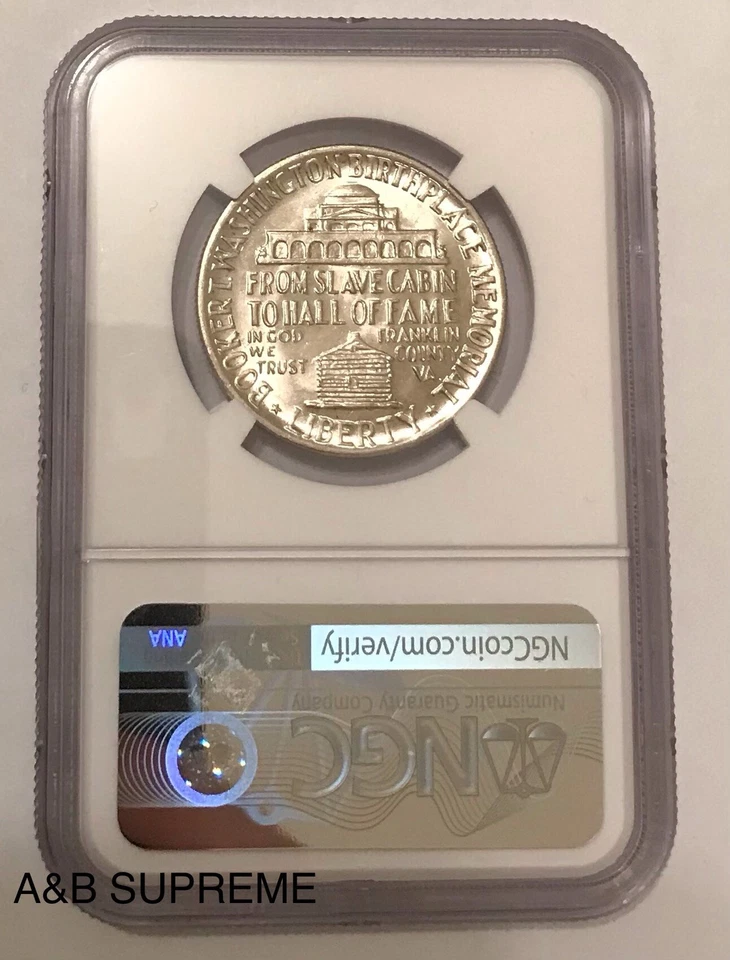 1946 Booker T Washington Half Dollar NGC MS 64 STUNNINGChoice Gem Bu Unc 90% Si. - Image 3 of 4