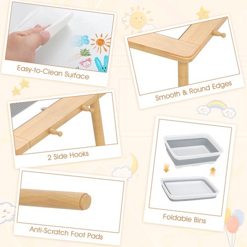 Sensory Table & Chair Set for Kids 2-8 w/Foldable Bins for Sand/Water & Paper - Picture 5 of 10