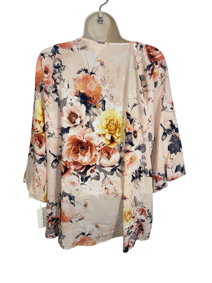 CHARTER CLUB Mujer Plus 1X Top Texturizado Estampado Floral Rubor Crema Venta al por menor $89.50 Foto 2 de 4