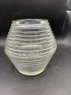 Anchor Hocking Fairy Lamp Beehive Pattern Clear Glass Vintage Candle Holder MCM