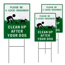 Clean Up After Your Dog Sign with Metal Stake,13"X10" Double Sided Dog Poop S...