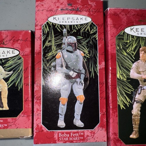 star wars hallmark Christmas Ornaments . Luke Skywalker Yoda Boba Fett, Leia. - Picture 3 of 5