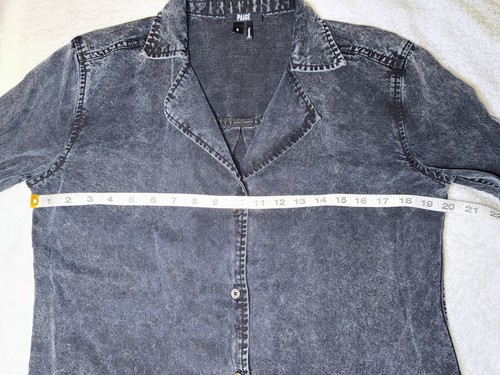 Paige Denim Women’s SMALL Button Up Black Denim Shirt Long Sleeve Collared USA - Picture 6 of 13