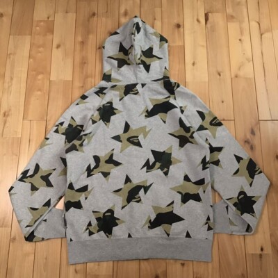 BAPE Sta full zip hoodie a bathing ape STAR NIGO BAPESTA Gray Size