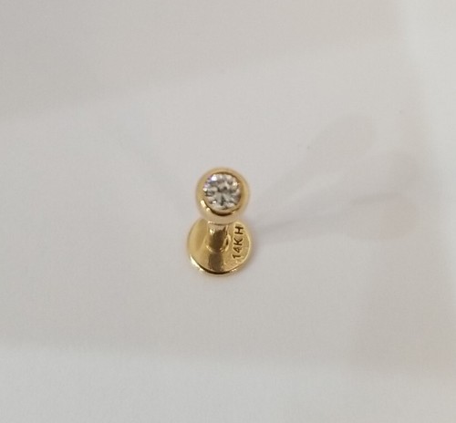 Perno Labret ORO AMARILLO 14k/calibre CZ 14 / envergadura de 7,5 mm NUEVO - Imagen 4 de 7