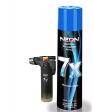 Eagle Windproof Gun Torch Lighter W Neon 7X Refined Butane Lighter Refill 300mL