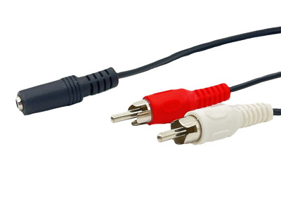 Y Adapter Stereo Audio Kabel AUX 3.5mm Klinke Buchse auf 2x RCA Cinch Stecker