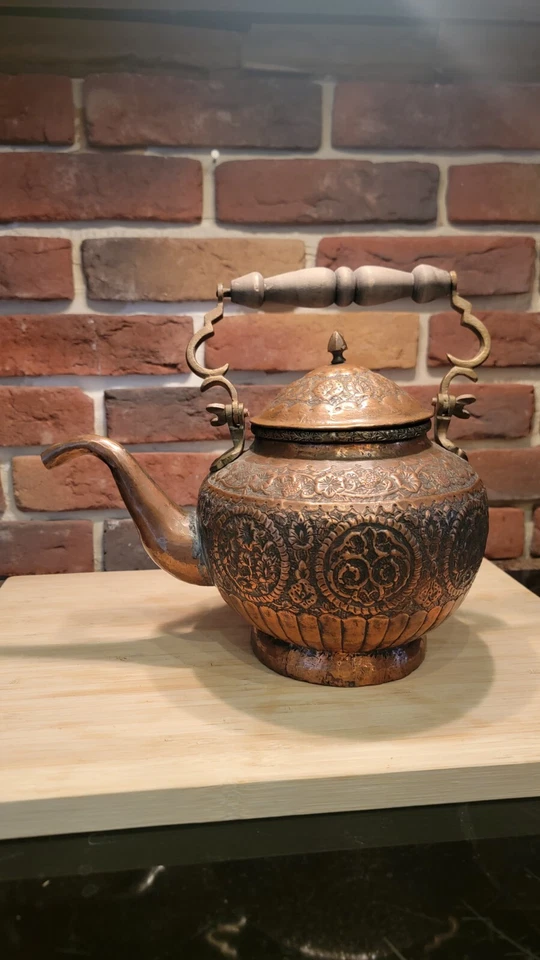 古董罕见大号纯色铜茶壶波斯中东伊斯兰阿拉伯  — 第 2/4 张图片