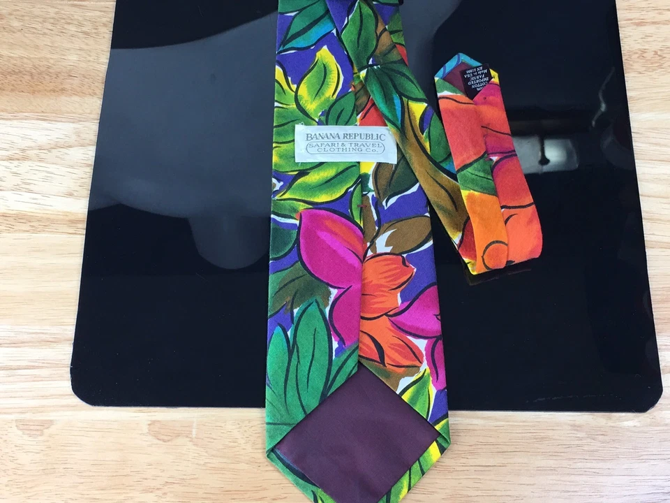 Corbata floral vintage 100 % algodón Banana Republic Safari & Travel Clothing Co. para hombre Foto 2 de 4