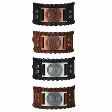 Tree of Life Bracelet Cuff Amulet Leather Bangle Mens Adjustable Jewelry Gift