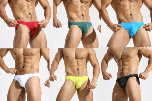 Lift Sexy Men Quick Dry Underwears Bikinis Solid Color Pouch Enhancing Underwear - Imagen 3 de 18