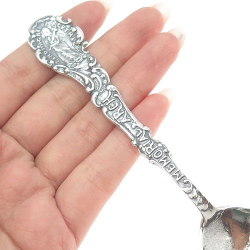 GORHAM 925 Sterling Silver Antique Memorial Arch States & Cities Coffee Spoon - Picture 5 of 9