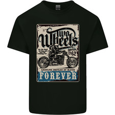 Two Wheels Biker Motorcycle Motorbike Mens Cotton T-Shirt Tee Top
