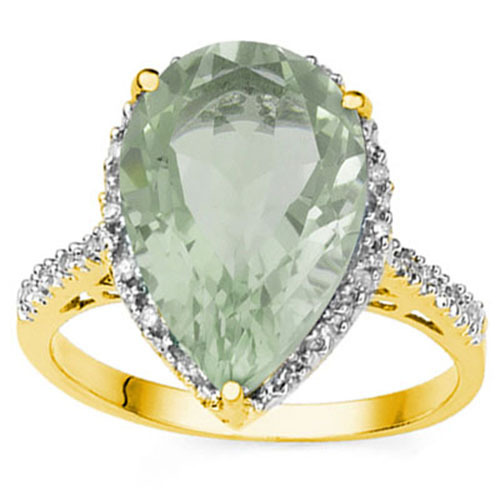 4.46 CTW GENUINE DIAMOND & GREEN AMETHYST PLATINUM OVER Y 925 S.SILVER RING - Picture 2 of 2