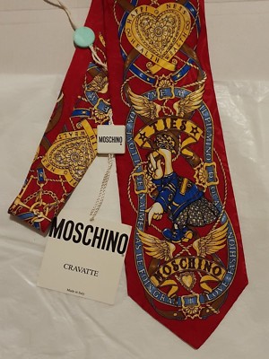 MOSCHINO CRAVATTE SILK TIE VINTAGE CORBATA 100% SEDA 
