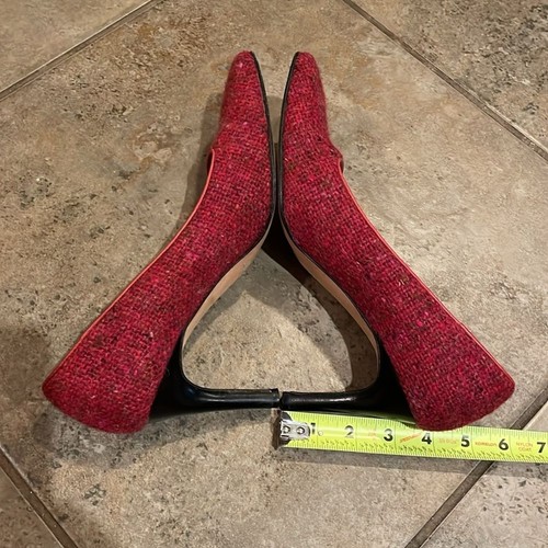 Kate Spade Pink Red Tweed Square Toe Heels Pumps Shoes Womens Size 8.5B Italy - Picture 6 of 13