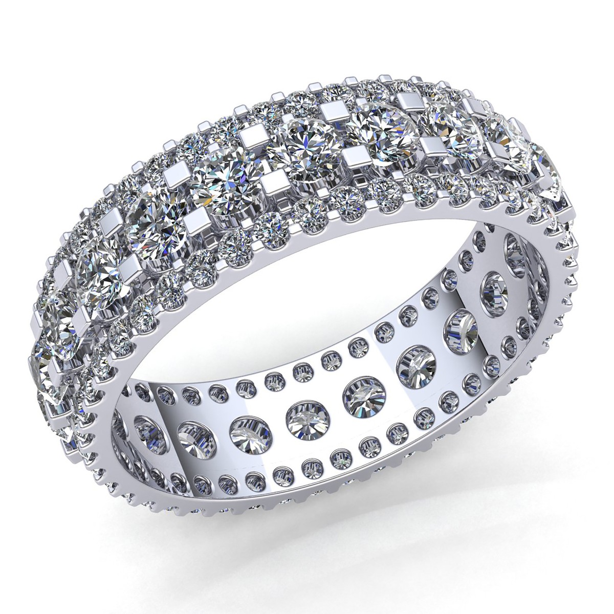 Ctw Round Cut Diamond Women's Fancy Wedding Eternity Band Ring 18K Gold