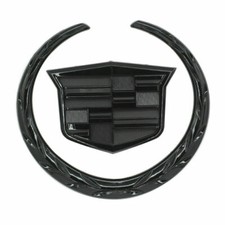 Black 1x Front Grille 4 Emblem Wreath Crest Badge Symbol For Cadillac Ornament Black 1x Front Grille 4 Emblem Wreath Crest Badge Symbol For Cadillac Ornament
