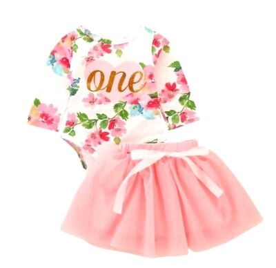 BABY MÄDCHEN ROSA BLUMEN SPANISCHER STIL CO-ORD SET (6-12 MONATE)