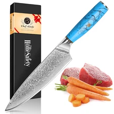 8 Inch Damascus Steel Chef Knife VG-10 Damascus Kitchen Knife Cooking Knife+Box