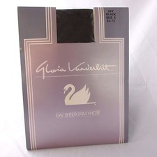 Vintage Gloria Vanderbilt Pantyhose Queen Size E Off Black Sandalfoot Nylons