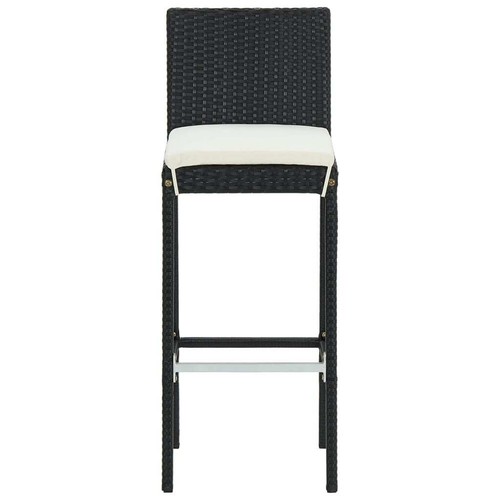 NNEVL 3 Piece Garden Bar Set with Cushions Poly Rattan Black - Picture 8 of 10