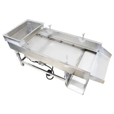 110V Electric Linear Vibrating Screen 2x20mm Long Strip Hole Mesh Sieve Machine