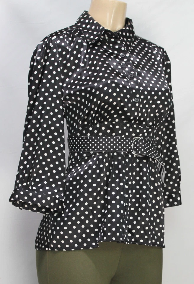 AB Studio Women's Blouse Top Long Sleeve Polka Dot Size M - Image 4 of 4