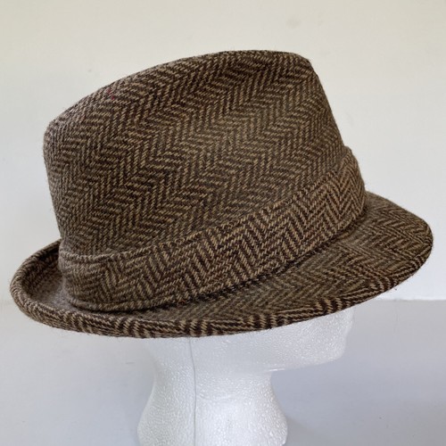 Vintage Knox New York Tweed Fedora Hat Sz 7 w/ Feather - Picture 4 of 12