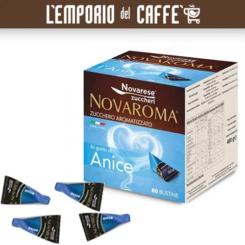 CUBOTTO NOVAROMA 80 BUSTINE da 5gr Novarese Zucchero Aromatizzato gusto ANICE