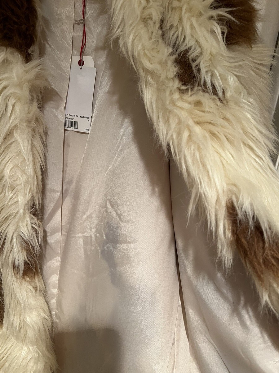 Zadig & Voltaire Fred Tache Faux Fur Vegan Naturel Coat Jacket