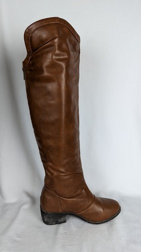 Francesca's Brown Faux Leather Tall Boots Fold Over Aztec Print Cuffs Size 7 - Picture 6 of 12