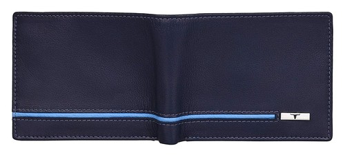 Totalmente Nueva Auténtica Bloqueo RFID Cuero Impreso Azul Billetera para Hombre - Imagen 5 de 5
