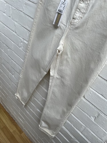 Nuovi pantaloni casual rilassati Topshop Mom crema UK 10 W28 per adattarsi L34 - Foto 3 di 11