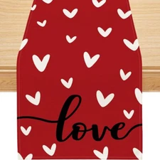 Valentines Table Runner Sweet Heart Valentines Decorations Love Valebtines Da...