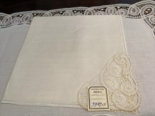 Vintage NEU Brüssel Belgien Spitze 4 Tischsets & 4 Servietten Handarbeit - B8 - Bild 8 von 24