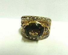 Topaz ring sterling silver w/ y gold overlay sz 8 wgt 7.1 grams tcw 3.20