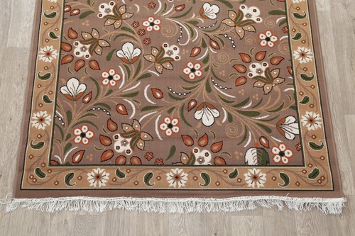 Brown Floral Modern Flat-weave Turkish Oriental Rug 5x7 ft - Picture 5 of 16