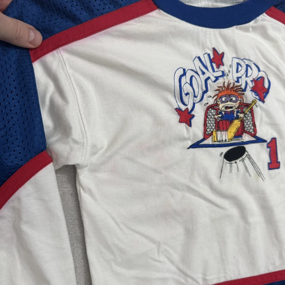 Vintage 90s Rugrats Tommy Chuckie Hockey Heroes Embroidered Jersey Tee hockey - Image 3 of 4