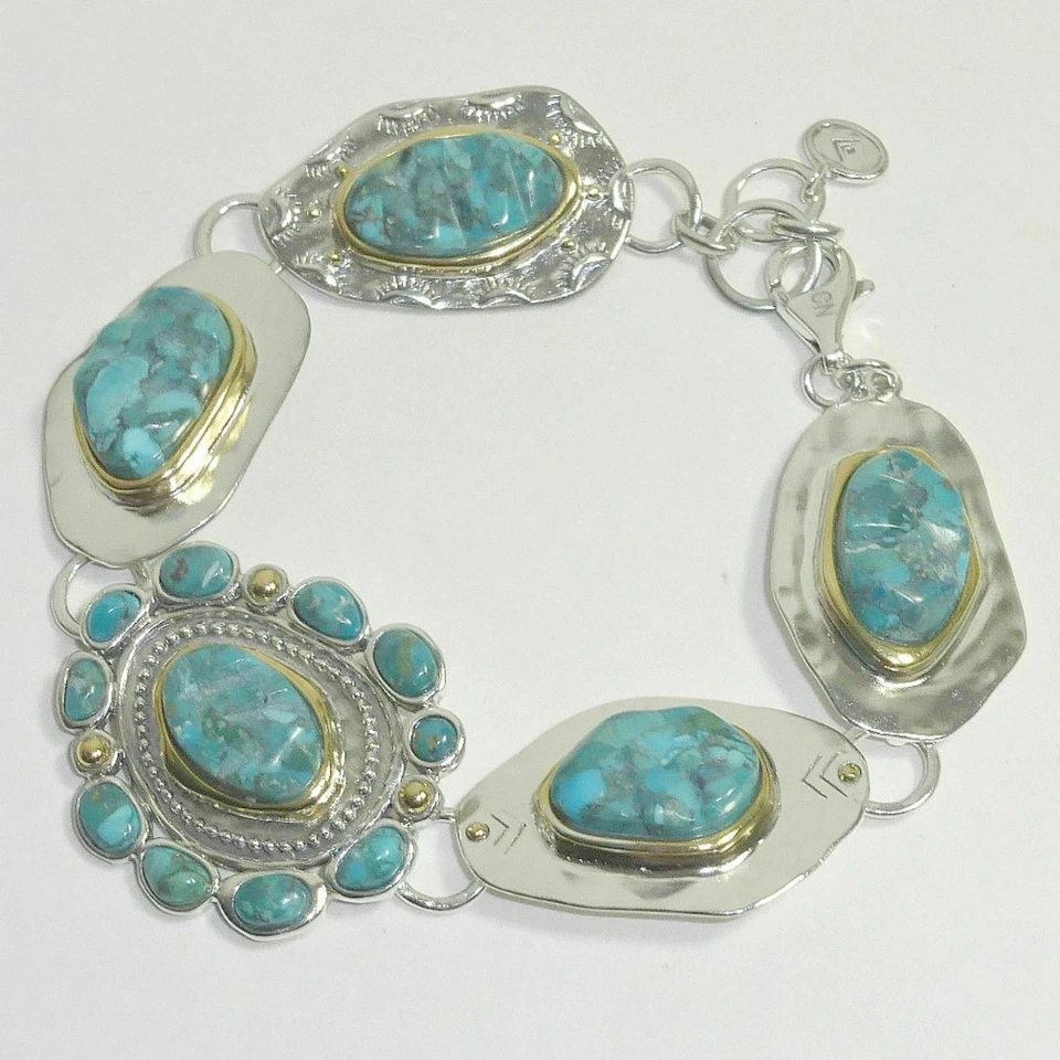 Pulsera Silpada Turquesa Suroeste Santa Fe Plata Esterlina B3325 Latón NUEVO Foto 3 de 4