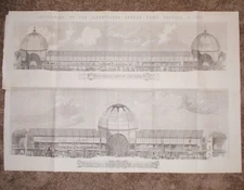 1862 Worlds Fair London International Exhibition Print Building Views Antique