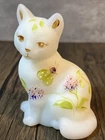 Fenton Butterfly and flower  Cat Figurine Satin Finish Signed S. Stephen