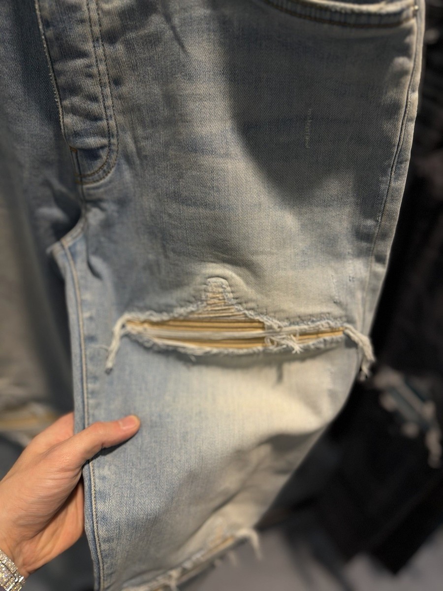 Size 33 - Amiri Blue Pants MX1 Yellow Patch Jeans 100% Authentic